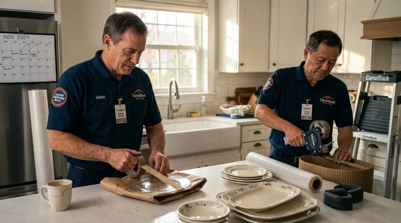 Professional crew packing kitchen dishware in Tiffin, OH